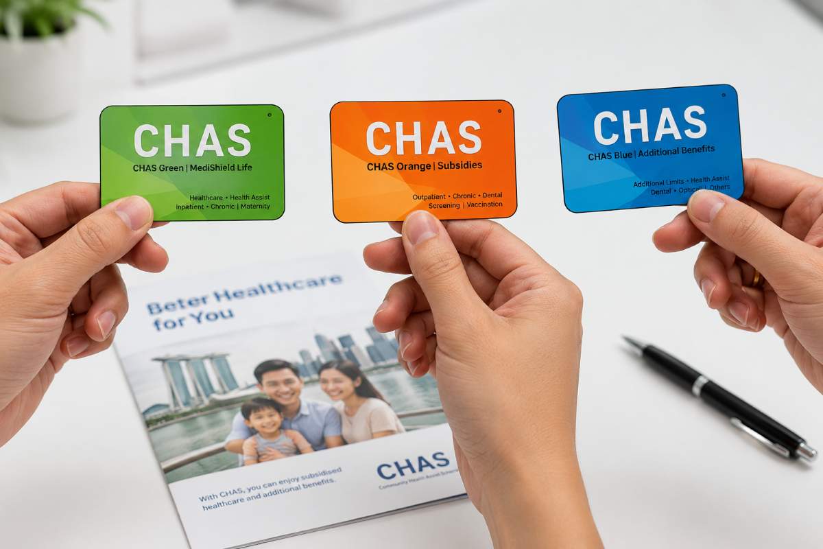 CHAS card types in Singapore including Green, Orange and Blue healthcare subsidy cards