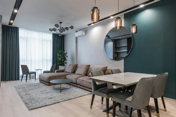 Contemporary living and dining area