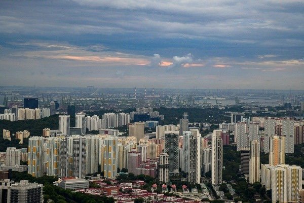 Overlooking view of tall buildings
