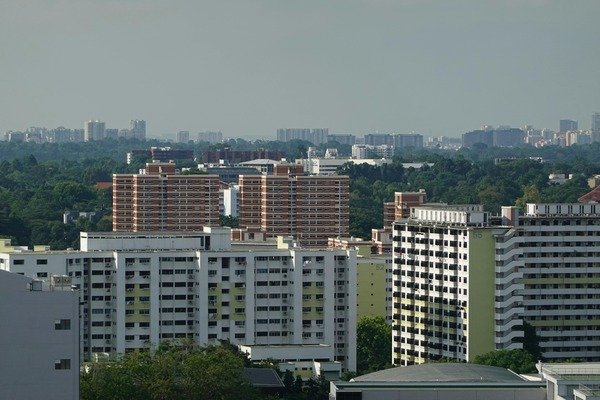 Overlooking view of tall buildings