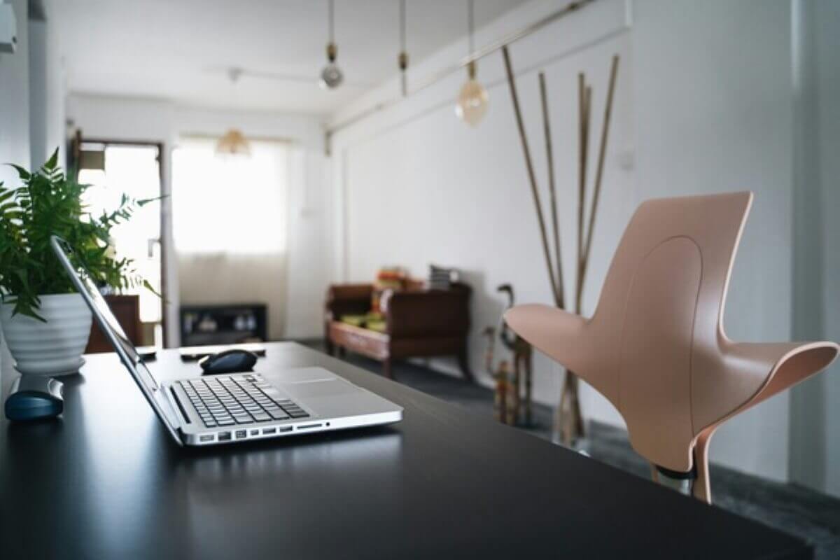 Laptop in a completed home interior after an organised HDB renovation project.