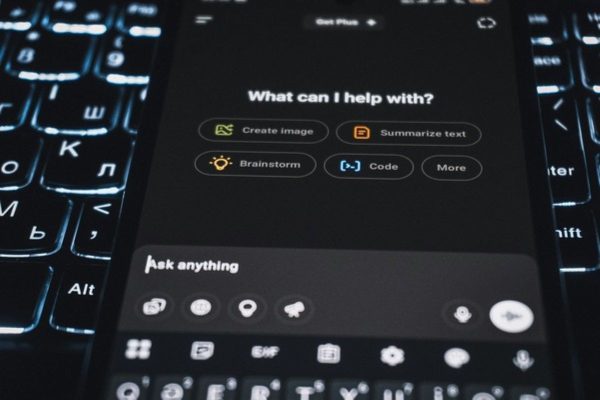 ChatGPT app open on a smartphone, showing how AI tools can support research and decision-making for AI investing.