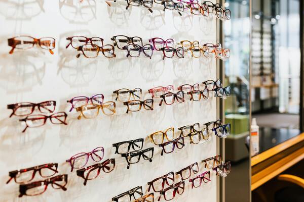 Store with eyeglasses on display