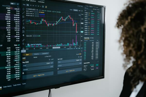 Computer monitor showing different graphs