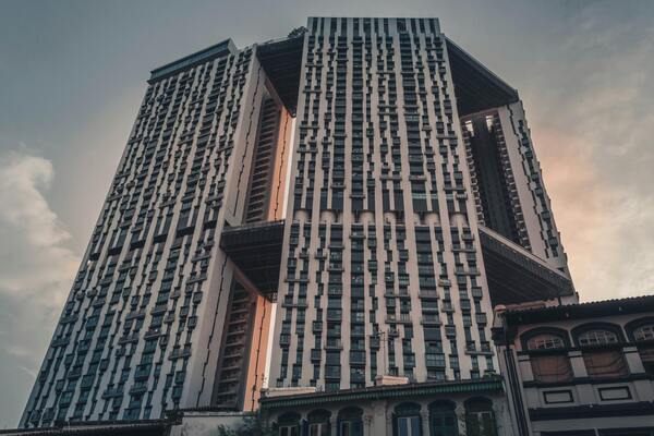 Low angle photography of a tall building