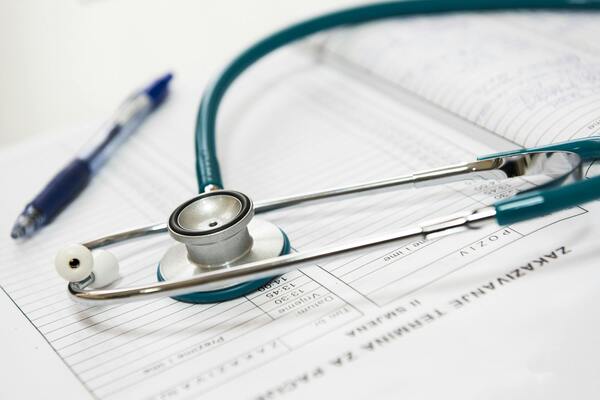Close-up of a stethoscope on a surface