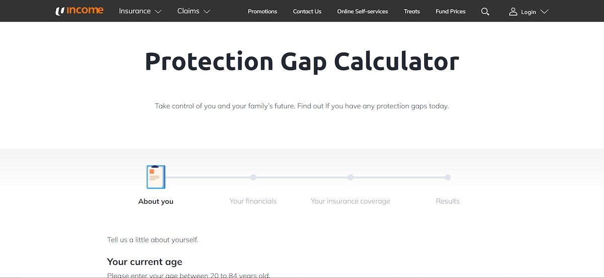 Income Protection Gap Calculator, an online financial calculator to assess your insurance coverage needs.