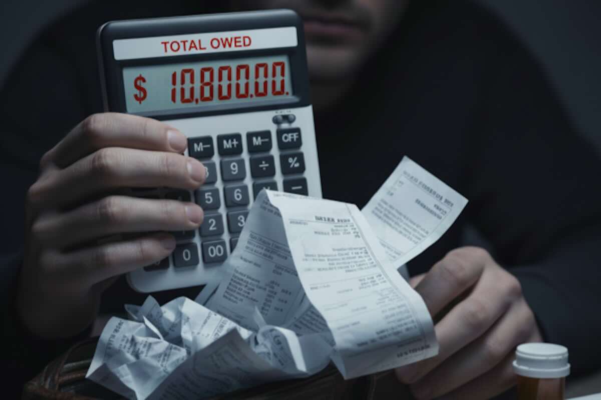 Person holding medical bills and a calculator showing rising healthcare costs, illustrating the financial impact of Integrated Shield Plan changes.