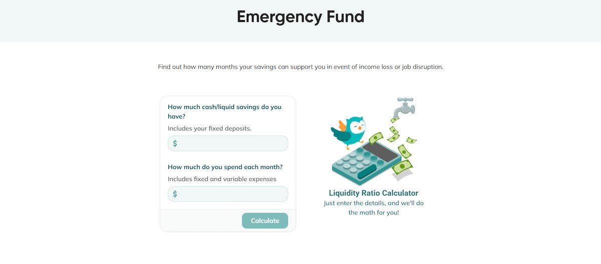 Emergency fund online financial calculator to estimate how many months of expenses your savings can cover.