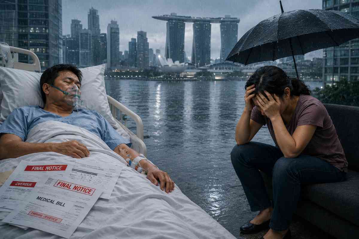 Family facing medical bills and financial stress without adequate term life insurance or critical illness coverage in Singapore