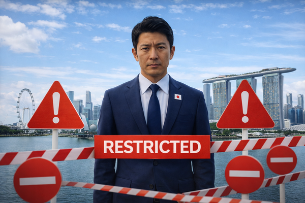 Restricted insurance coverage concept with warning signs and barriers indicating policy limitations in Singapore
