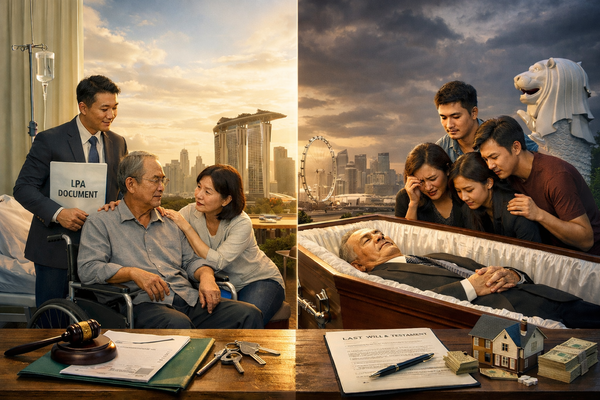 Comparison of Lasting Power of Attorney and will showing healthcare decisions vs inheritance planning in Singapore