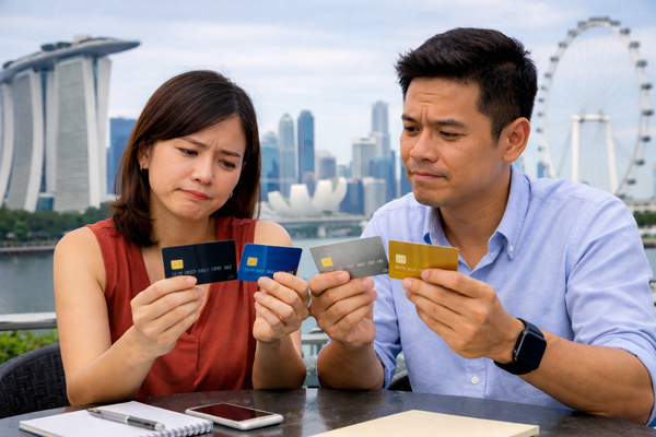 Couple comparing miles vs cashback credit cards for everyday spending choices