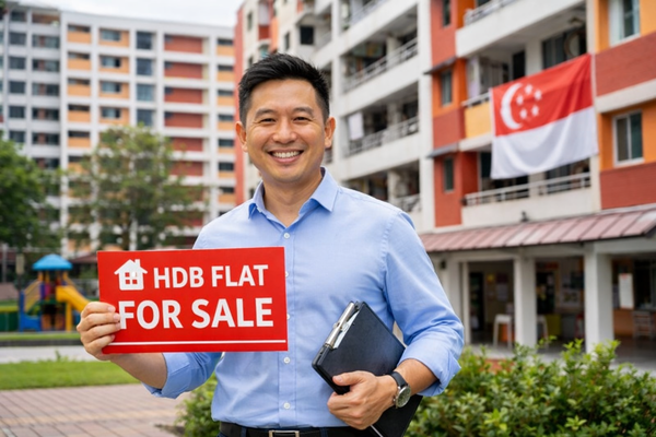 HDB flat for sale in Singapore, showcasing modern architecture and vibrant community living.