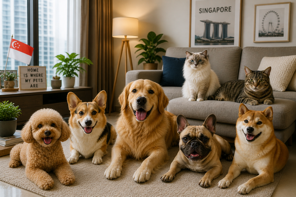 A group of dogs and cats lounging together on a couch, creating a cozy and playful atmosphere.
