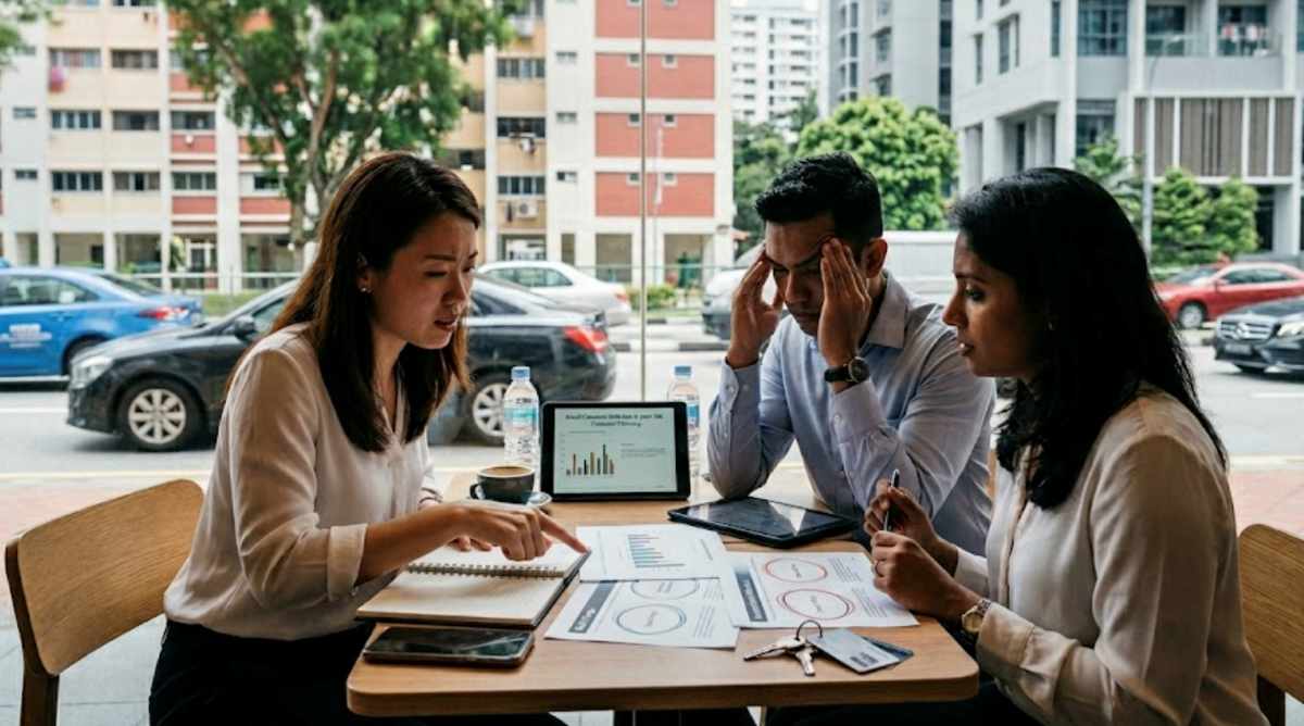 Team discussion reveals how financial mistakes can create pressure over savings and monthly costs.