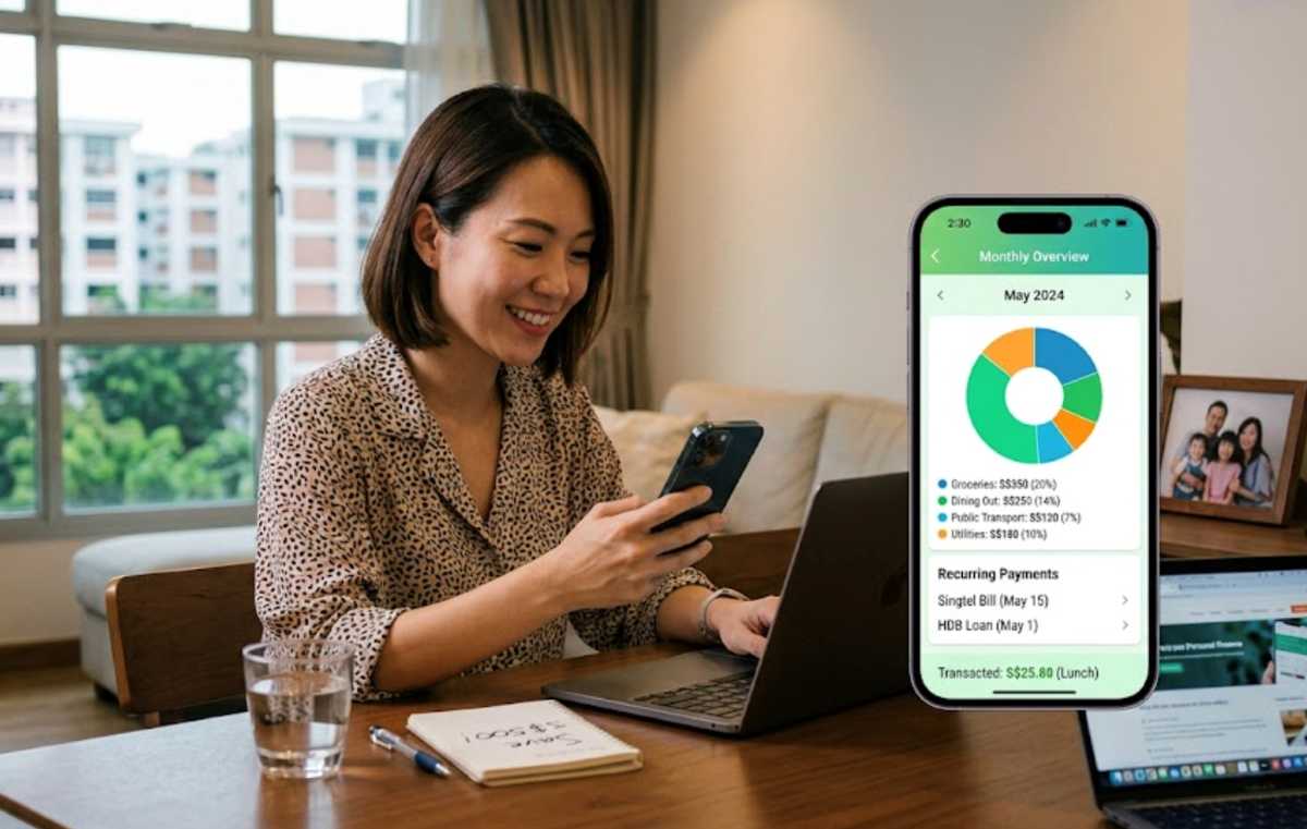 Woman using a budgeting app to track expenses, showing how technology has changed spending habits through real-time financial insights.
