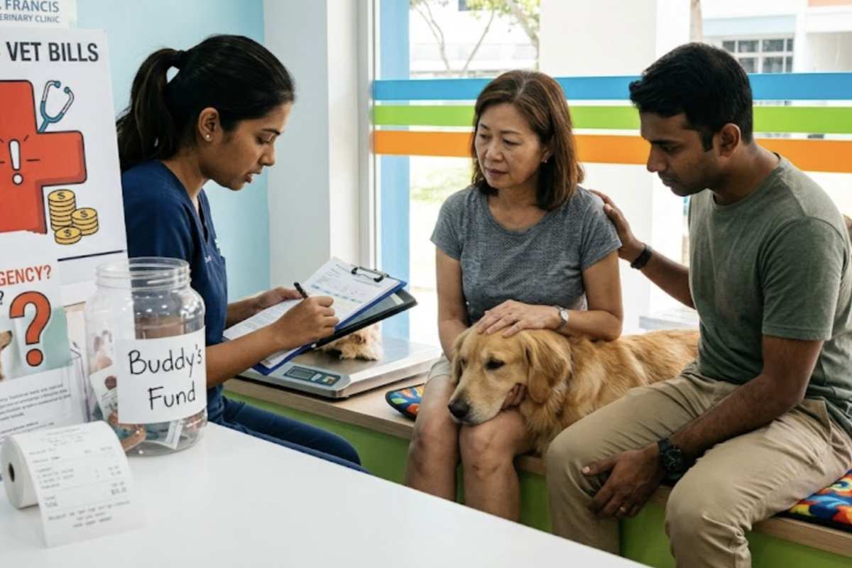 Dog owners learning how surprise vet bills affect the cost of owning a dog or cat