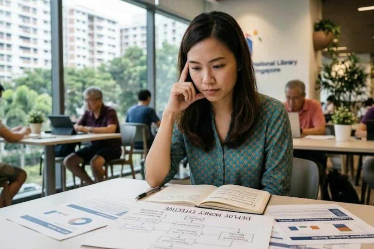 Young Singaporean organising her budget and savings after checking details of the Singapore government payout 2026