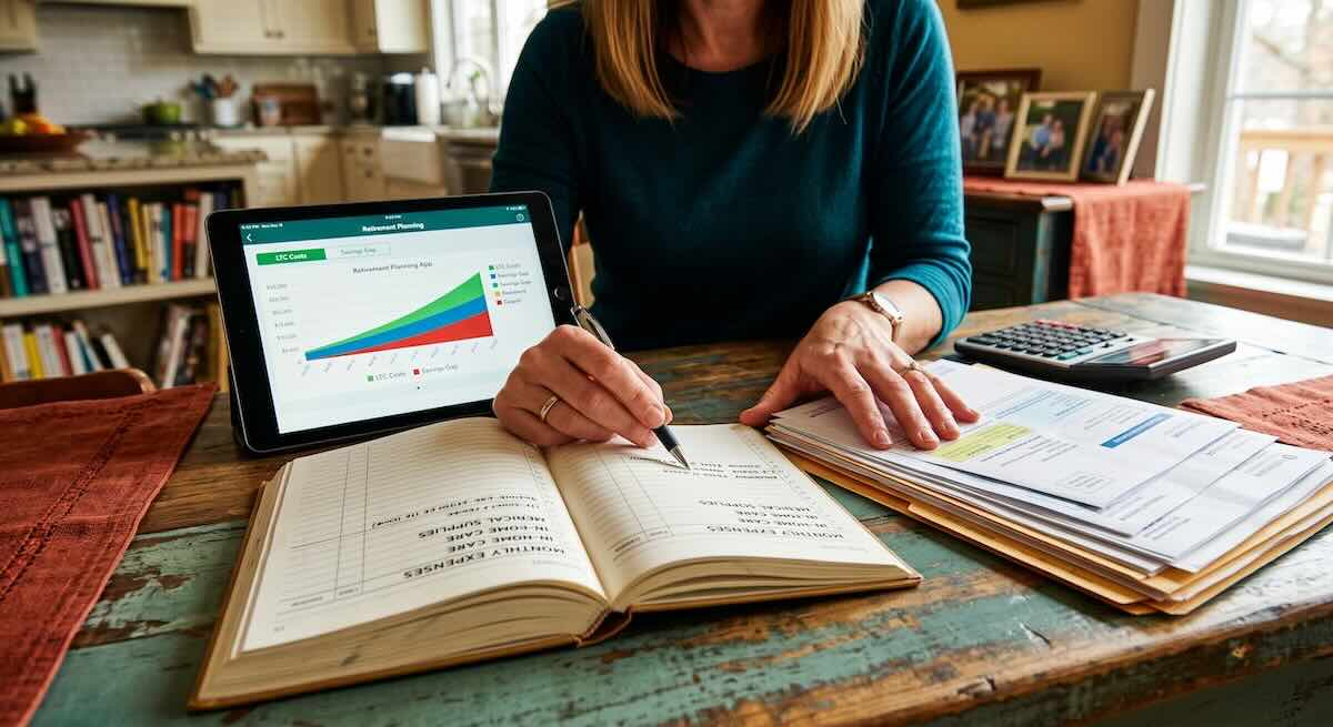 A woman planning long-term care costs and savings
